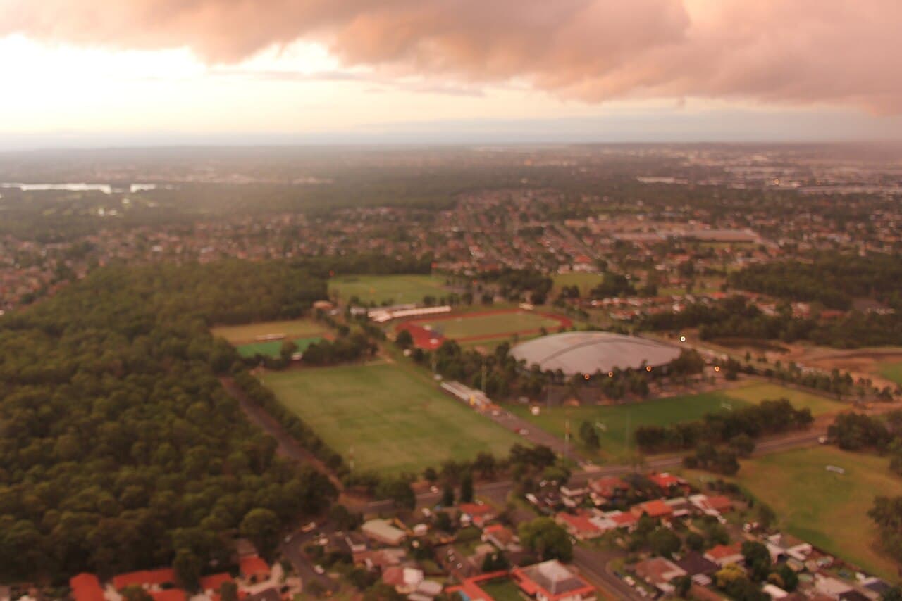 Bass Hill and Velodrome from above