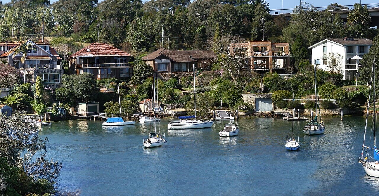 Huntleys Point houses from Gladesville Bridge